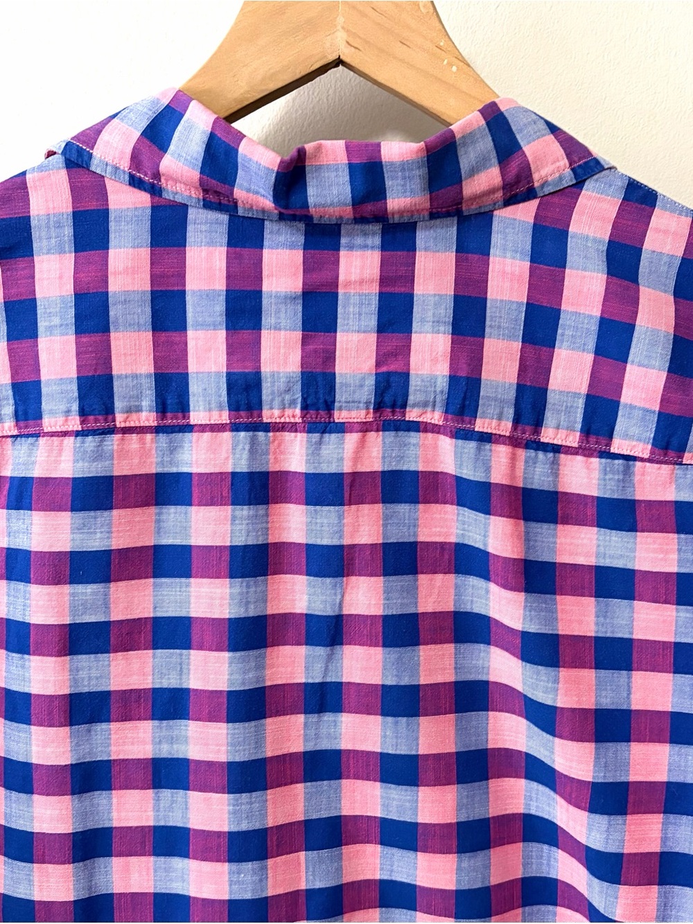 Frank & Eileen The Eileen Relaxed Button Up Shirt Italian Cotton Pink Blue Plaid - Picture 9 of 13